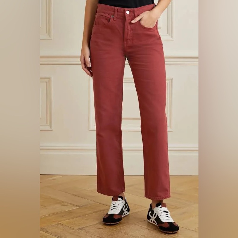 Veronica Beard Blake Straight Leg Jean, Sz 25, Oxblood